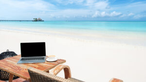 Mobile work office on beach near Fort Myers-remote work vacation rentals in Resort Harbour Properties